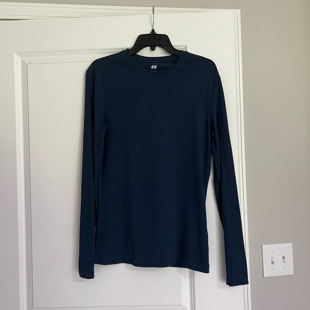 H&M Mens Dark Blue Long Sleeve Tee